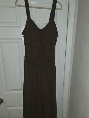 J. Crew Olive Brown Ruched Midi Dress